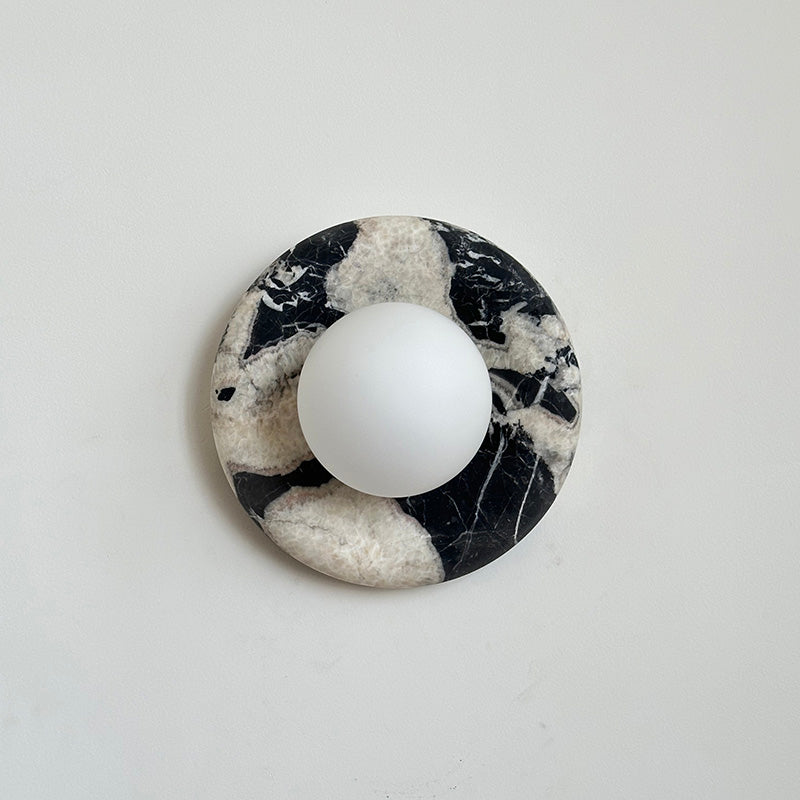 Indoor Wall Sconce With Glass Shade Elegant Round Marble