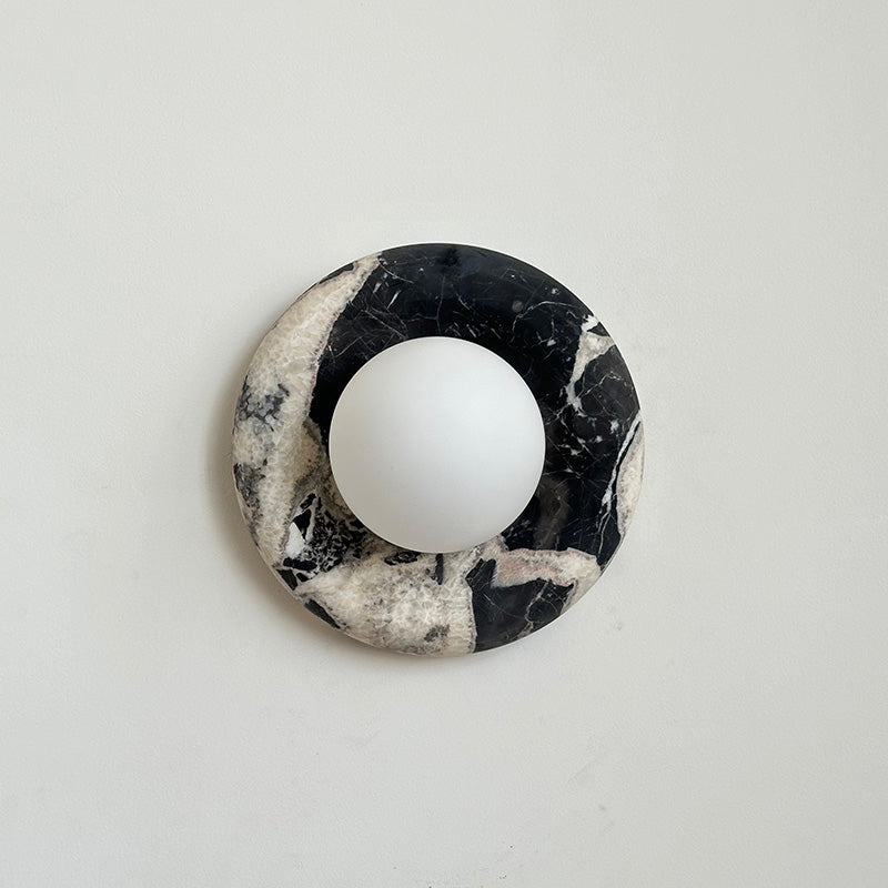 Indoor Wall Sconce With Glass Shade Elegant Round Marble