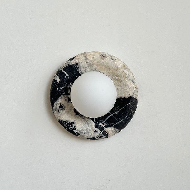 Indoor Wall Sconce With Glass Shade Elegant Round Marble