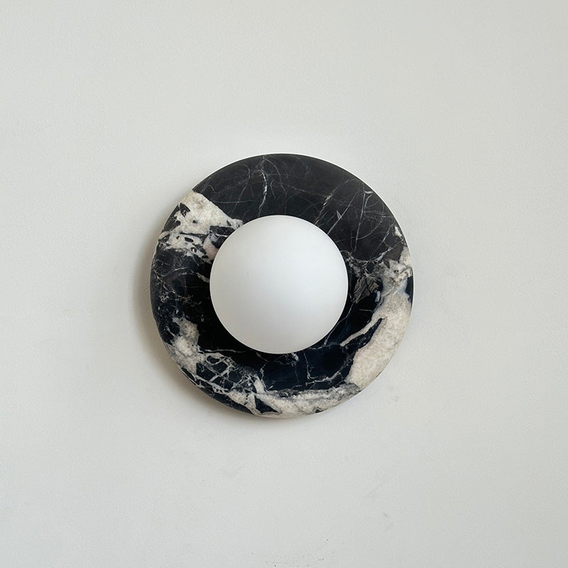 Indoor Wall Sconce With Glass Shade Elegant Round Marble