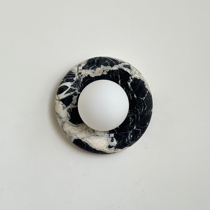 Wall Sconce Elegant Glass Shade With Round Marble
