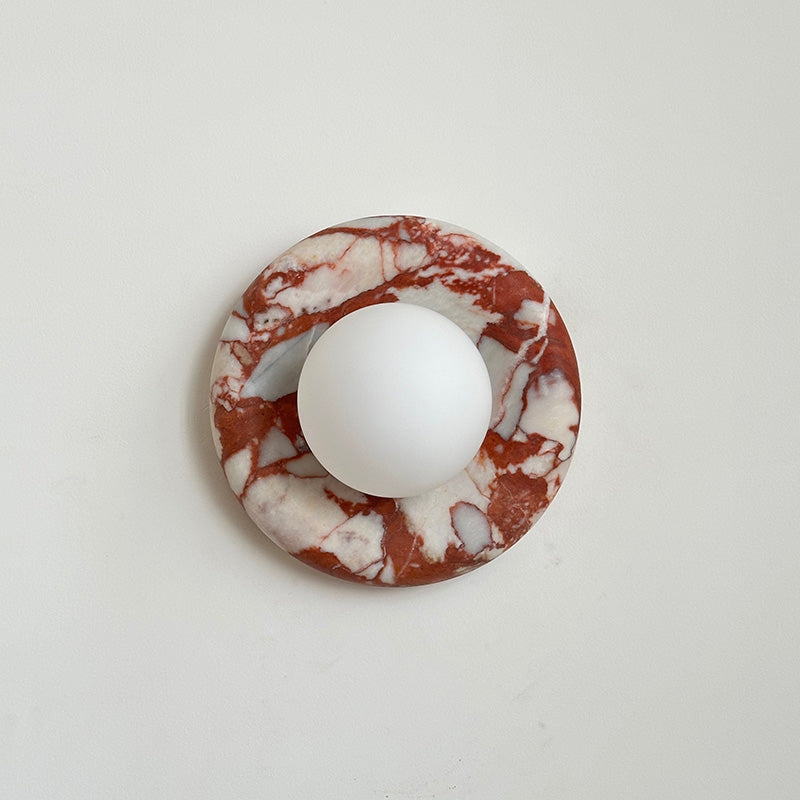 Indoor Wall Sconce With Glass Shade Elegant Round Marble