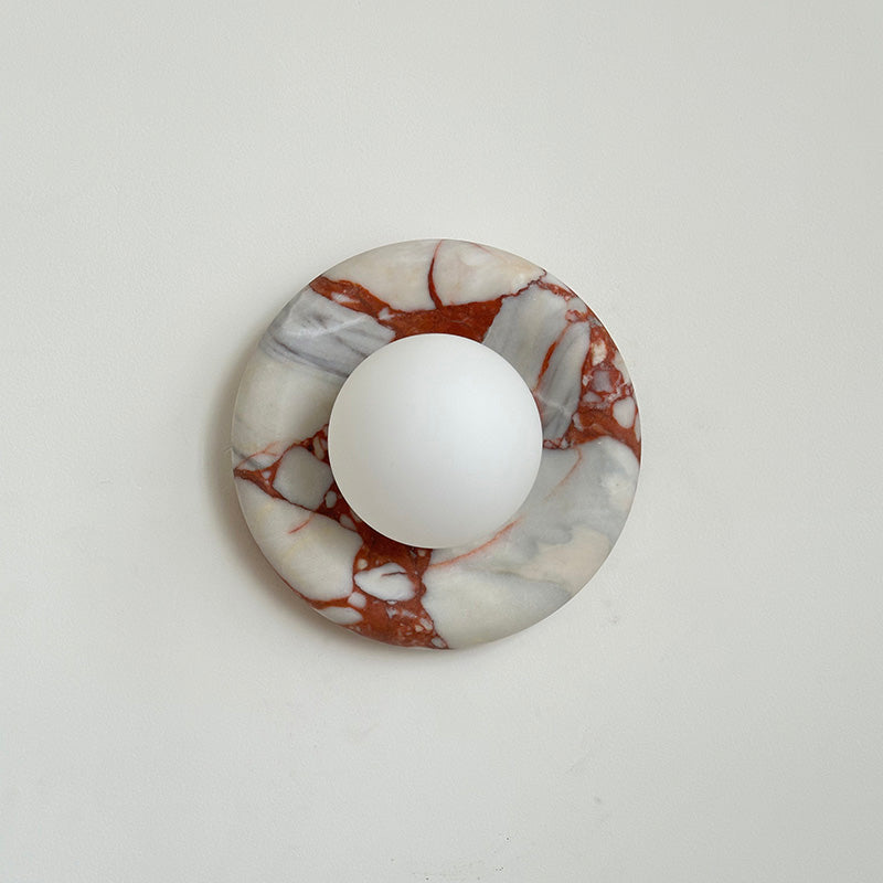 Wall Sconce Elegant Glass Shade With Round Marble