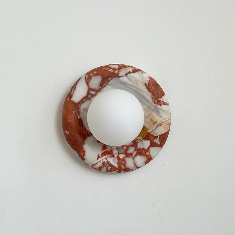 Wall Sconce Elegant Glass Shade With Round Marble