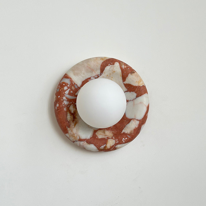 Wall Sconce Elegant Glass Shade With Round Marble