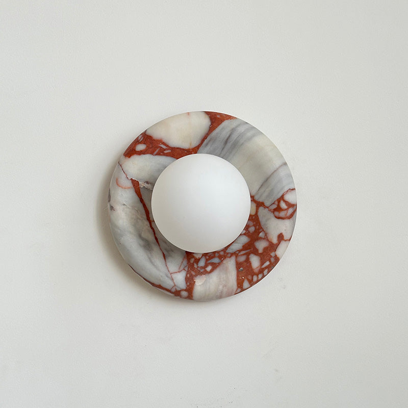 Indoor Wall Sconce With Glass Shade Elegant Round Marble