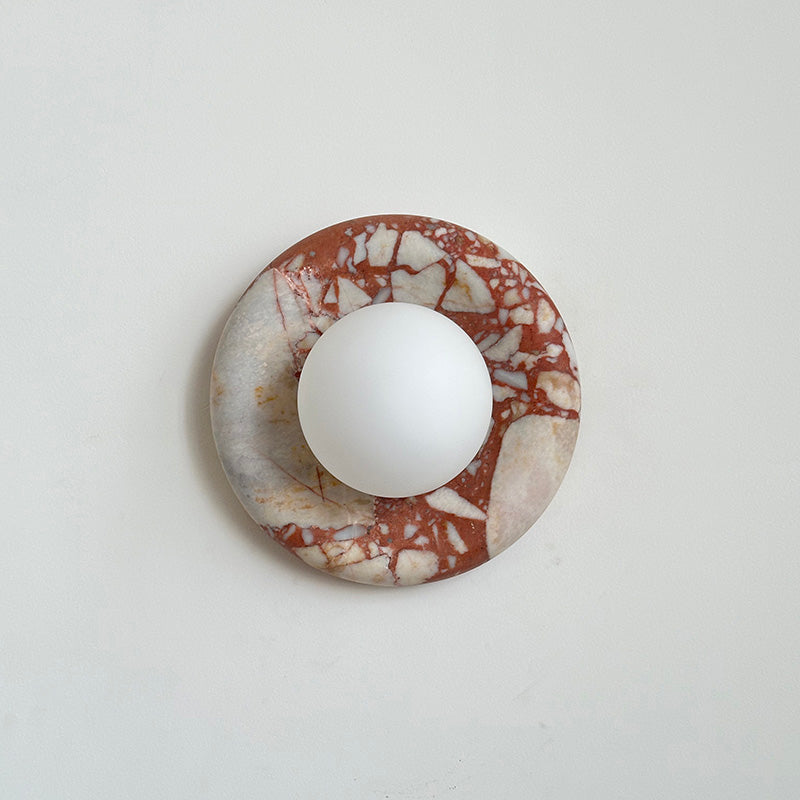 Indoor Wall Sconce With Glass Shade Elegant Round Marble
