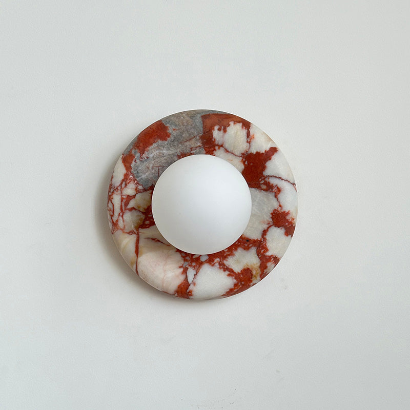 Wall Sconce Elegant Glass Shade With Round Marble