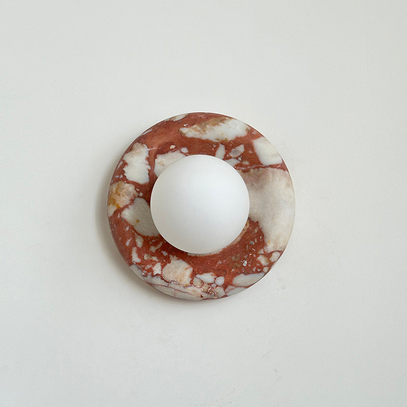 Indoor Wall Sconce With Glass Shade Elegant Round Marble