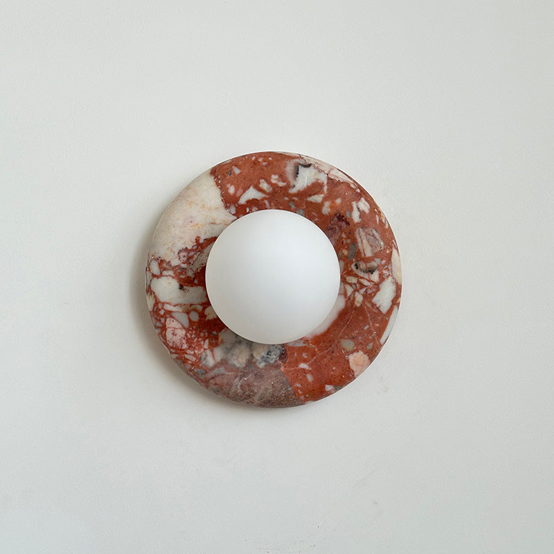 Indoor Wall Sconce With Glass Shade Elegant Round Marble