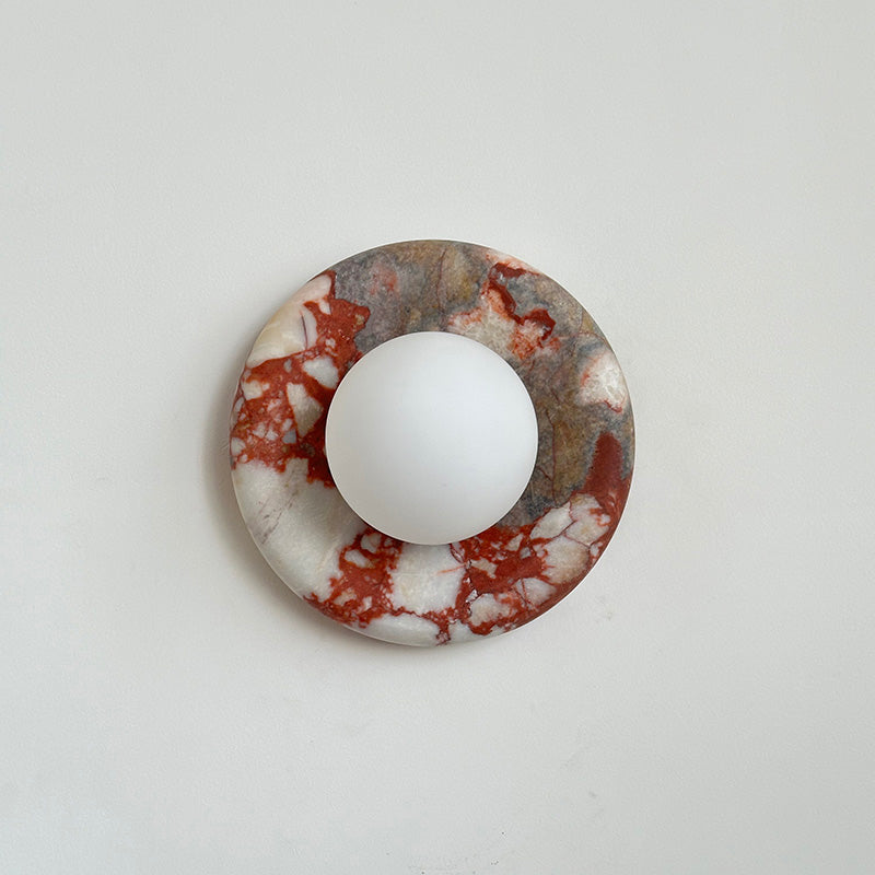 Wall Sconce Elegant Glass Shade With Round Marble