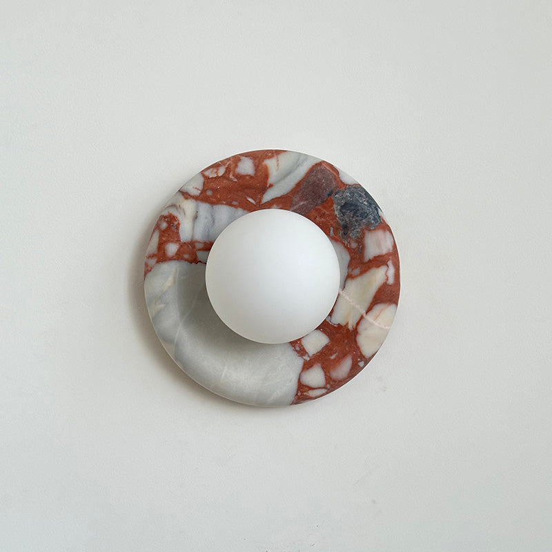 Indoor Wall Sconce With Glass Shade Elegant Round Marble