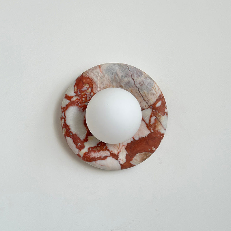 Indoor Wall Sconce With Glass Shade Elegant Round Marble