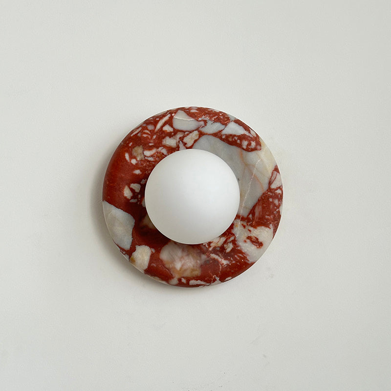 Wall Sconce Elegant Glass Shade With Round Marble