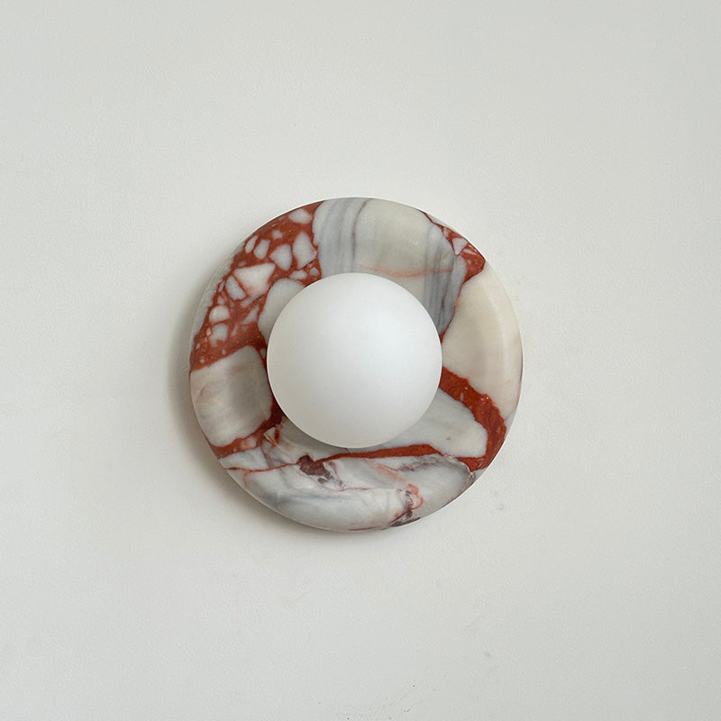 Wall Sconce Elegant Glass Shade With Round Marble