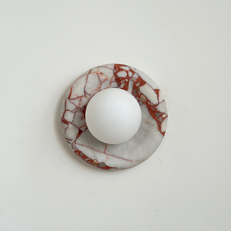 Wall Sconce Elegant Glass Shade With Round Marble