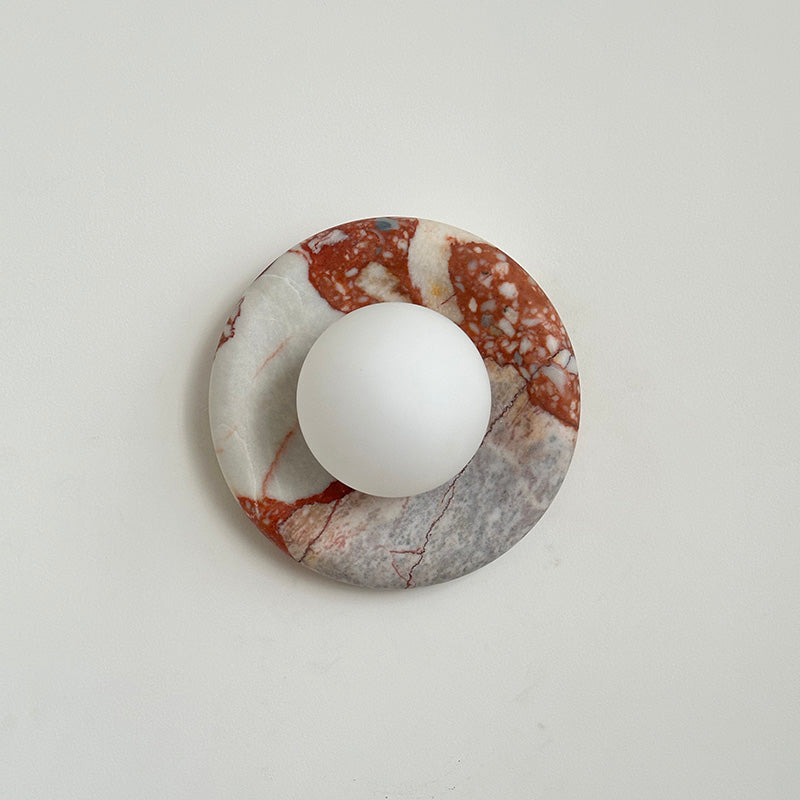 Indoor Wall Sconce With Glass Shade Elegant Round Marble