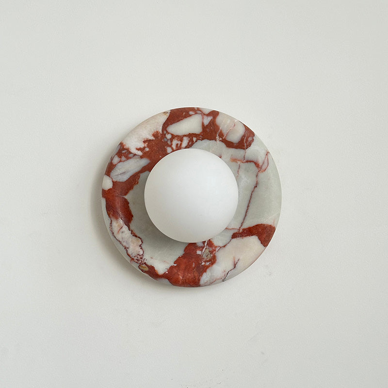 Wall Sconce Elegant Glass Shade With Round Marble