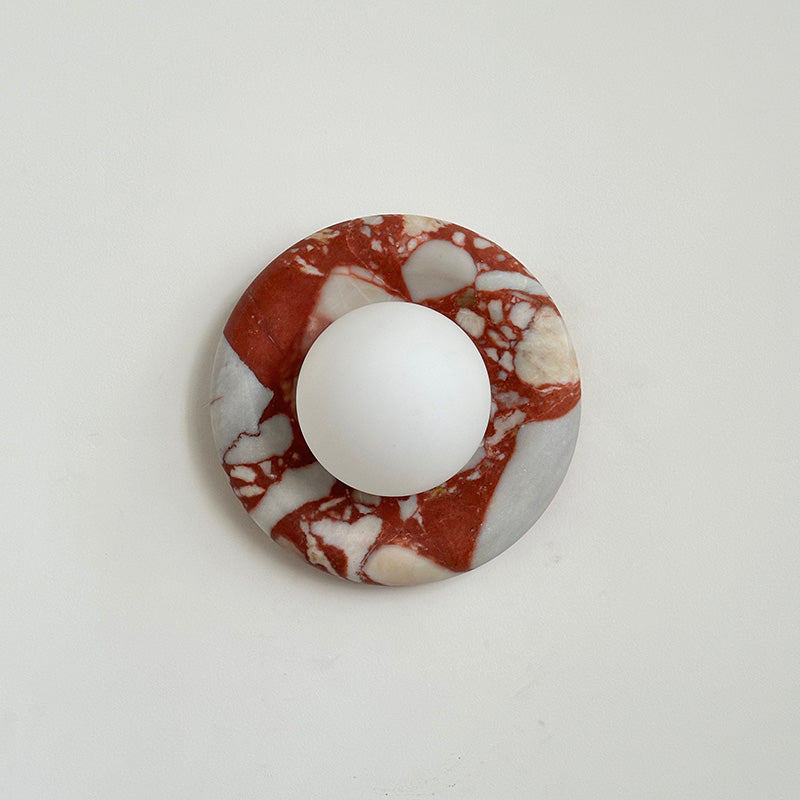 Indoor Wall Sconce With Glass Shade Elegant Round Marble
