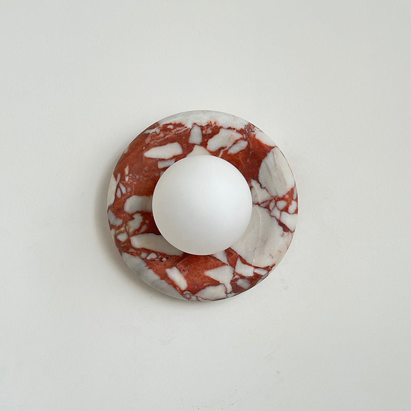 Indoor Wall Sconce With Glass Shade Elegant Round Marble