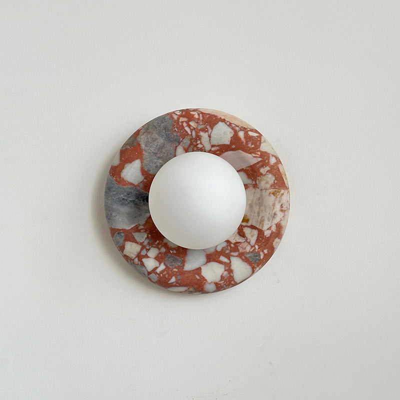 Indoor Wall Sconce With Glass Shade Elegant Round Marble