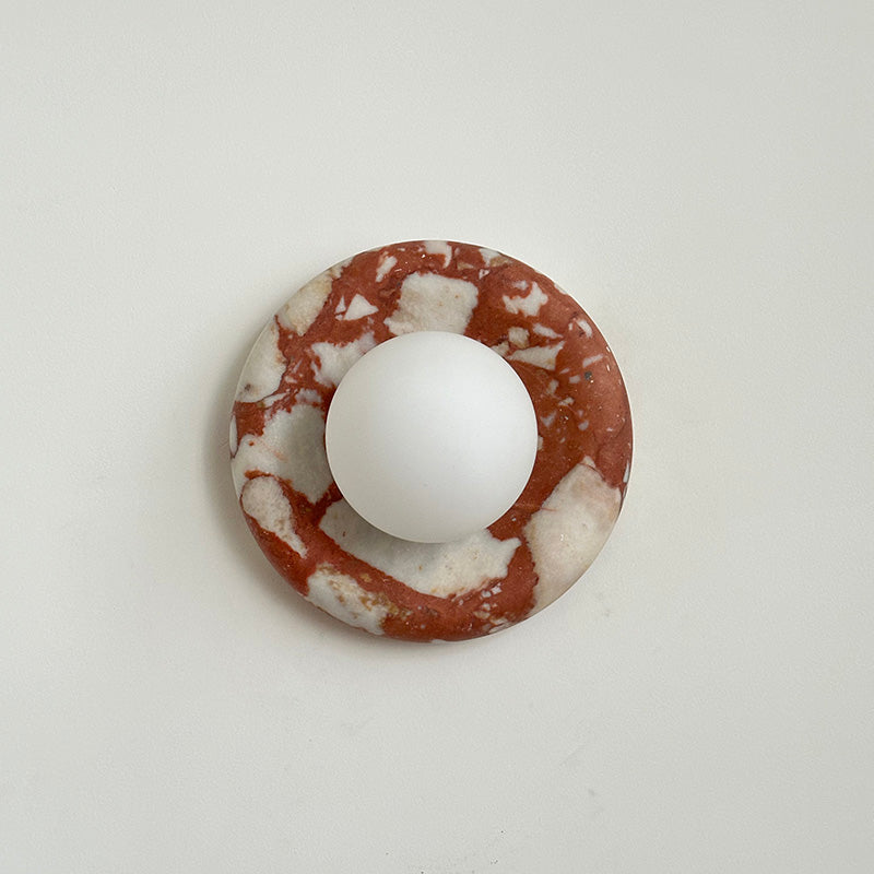 Indoor Wall Sconce With Glass Shade Elegant Round Marble