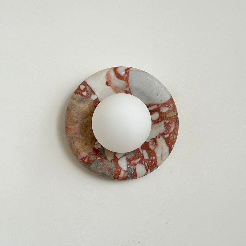 Wall Sconce Elegant Glass Shade With Round Marble