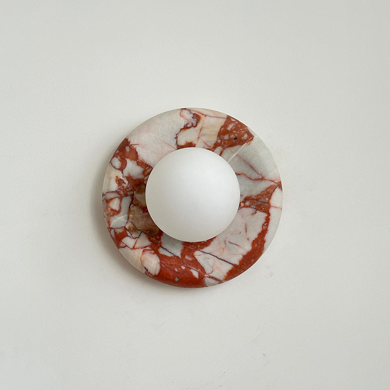 Wall Sconce Elegant Glass Shade With Round Marble