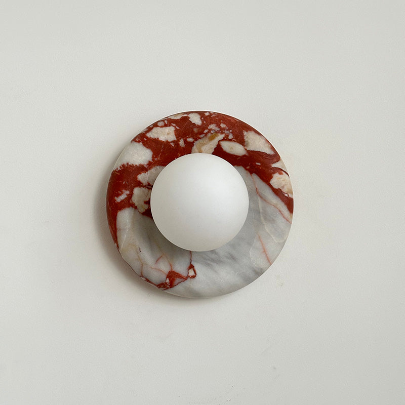 Indoor Wall Sconce With Glass Shade Elegant Round Marble