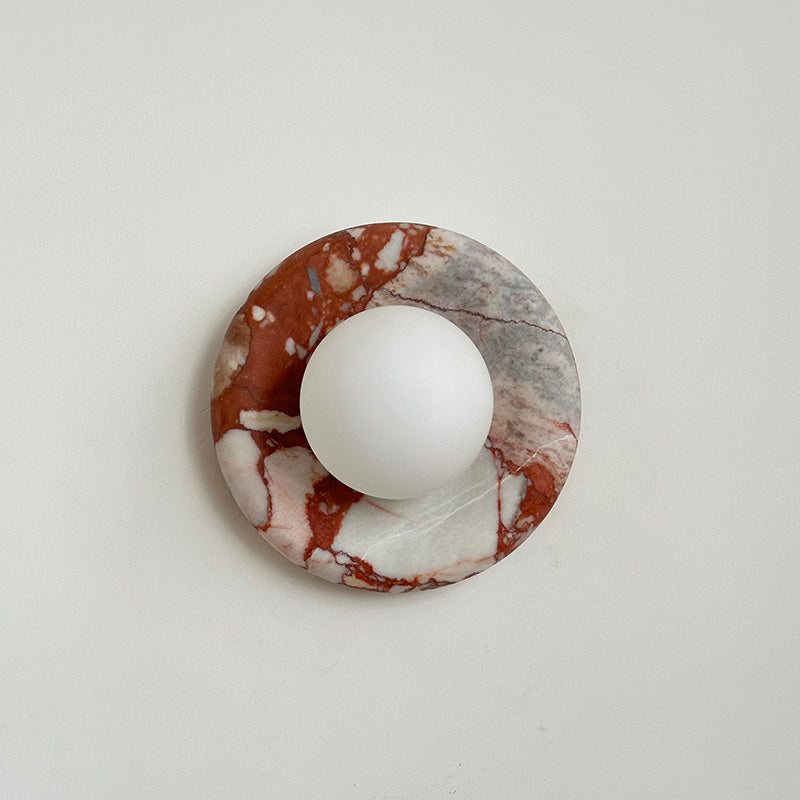 Wall Sconce Elegant Glass Shade With Round Marble