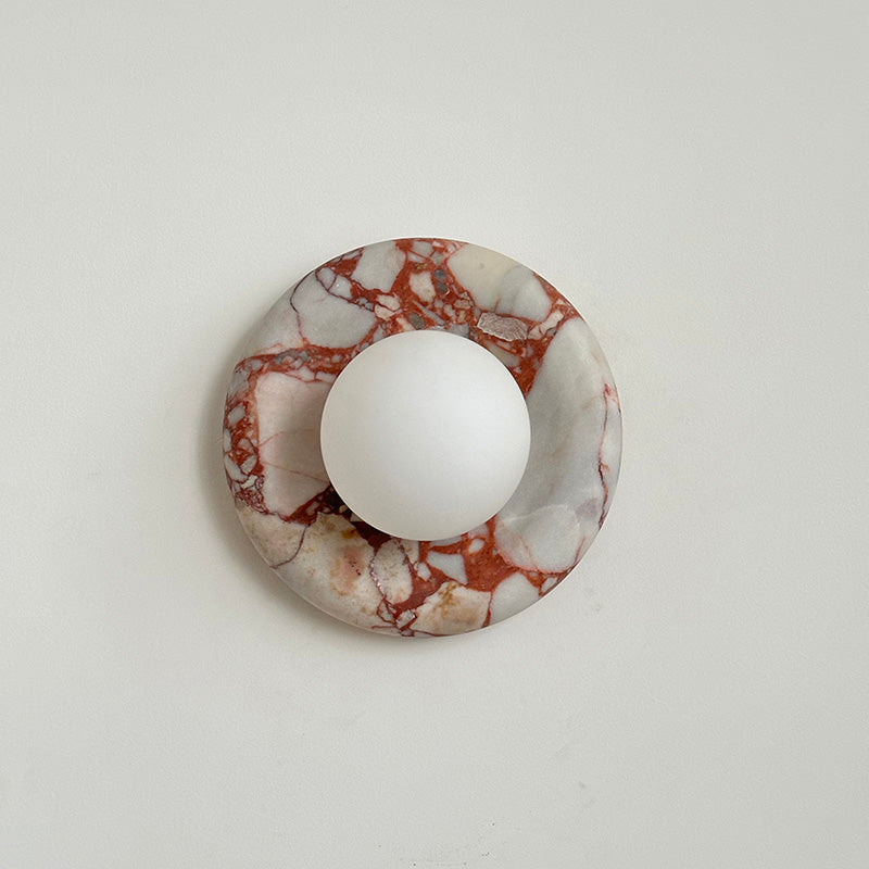 Wall Sconce Elegant Glass Shade With Round Marble