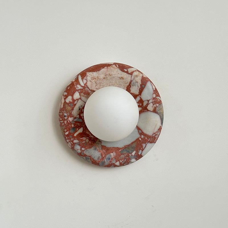 Indoor Wall Sconce With Glass Shade Elegant Round Marble