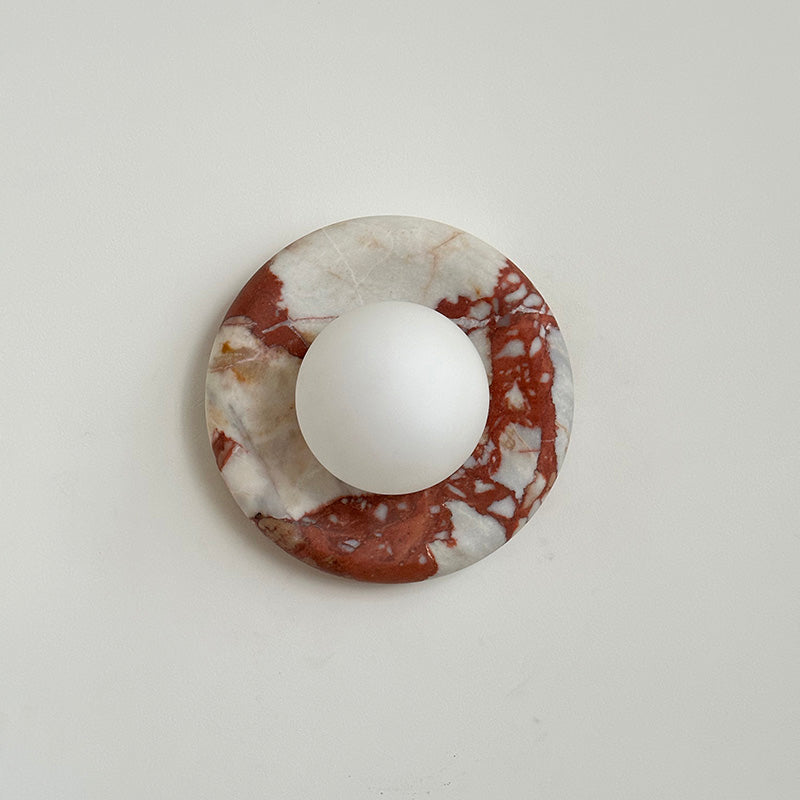 Indoor Wall Sconce With Glass Shade Elegant Round Marble