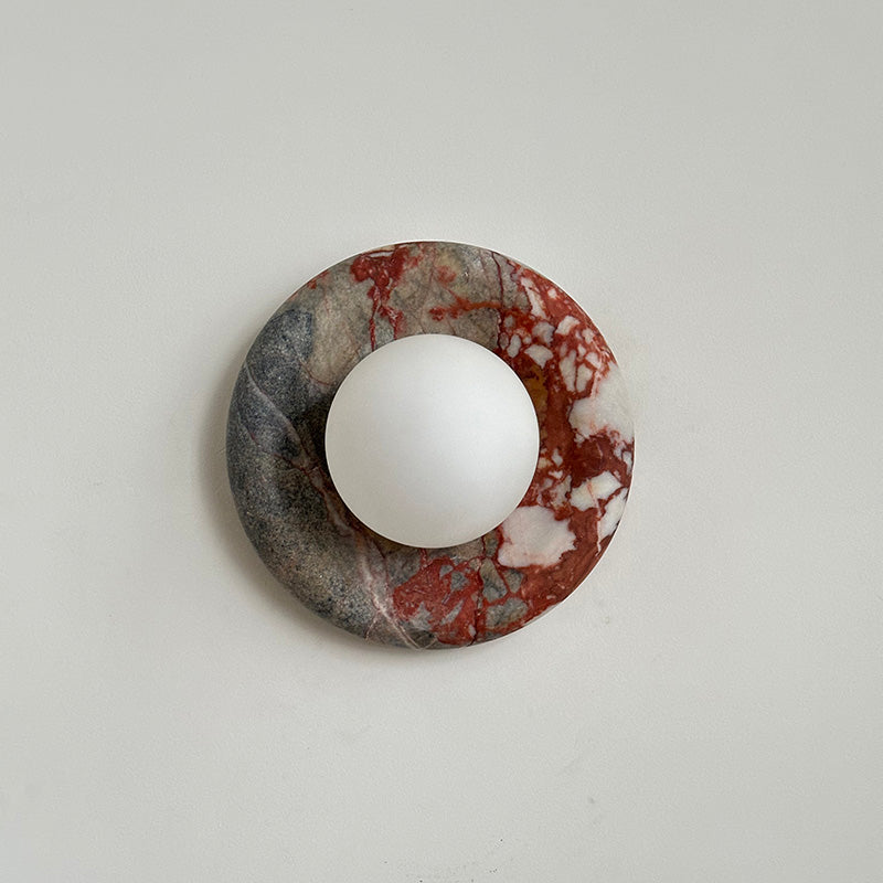 Indoor Wall Sconce With Glass Shade Elegant Round Marble