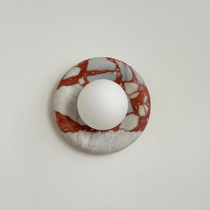 Indoor Wall Sconce With Glass Shade Elegant Round Marble