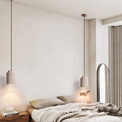Warm Glow Travertine Pendant Ceiling Light