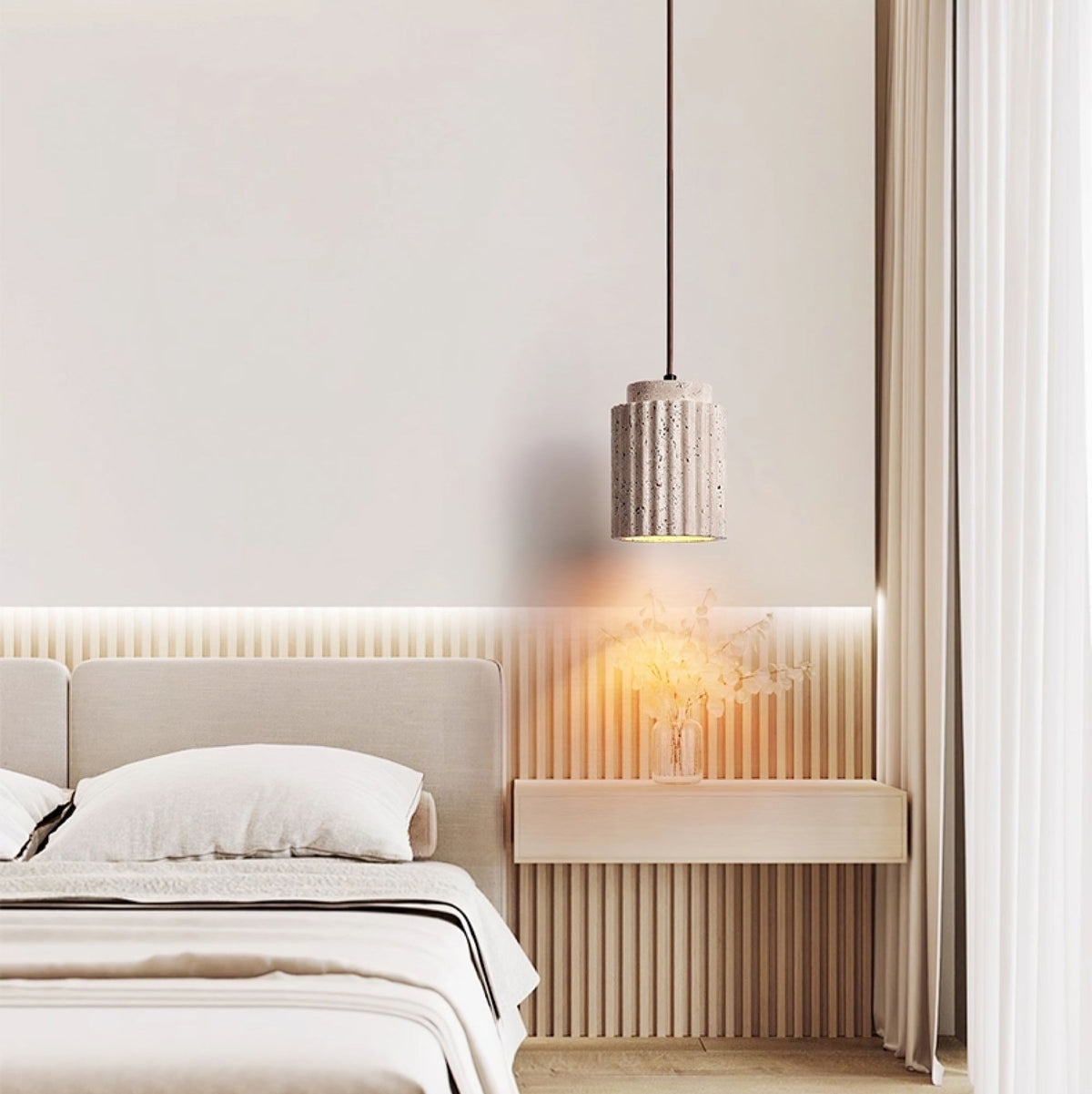 Warm Glow Travertine Ceiling Pendant Light