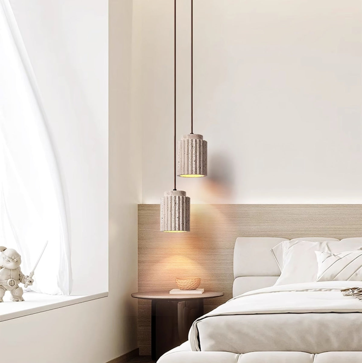 Warm Glow Travertine Pendant Ceiling Light
