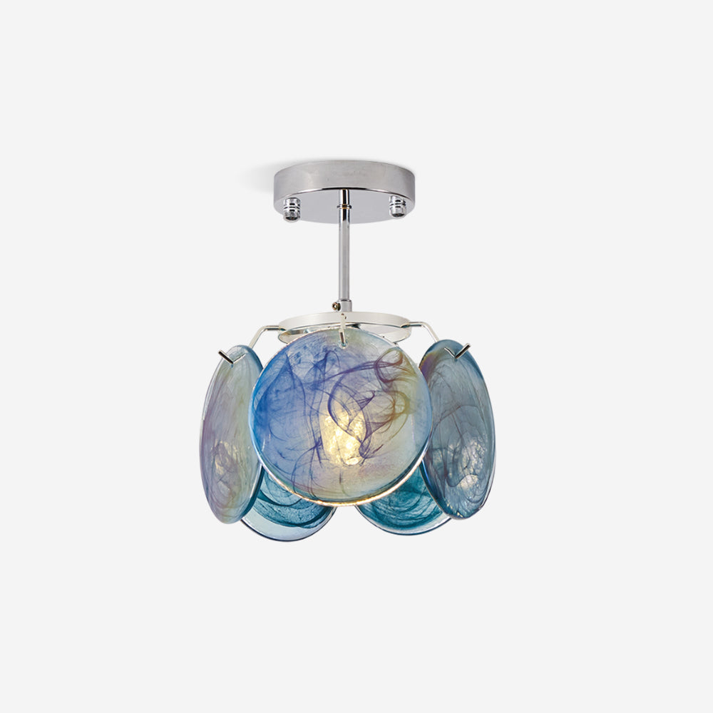 Damp Rated Glass Ceiling Light With Metal Canopy