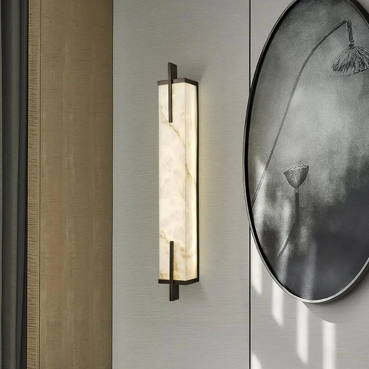 Minimal Frame Rectangular Alabaster Wall Light