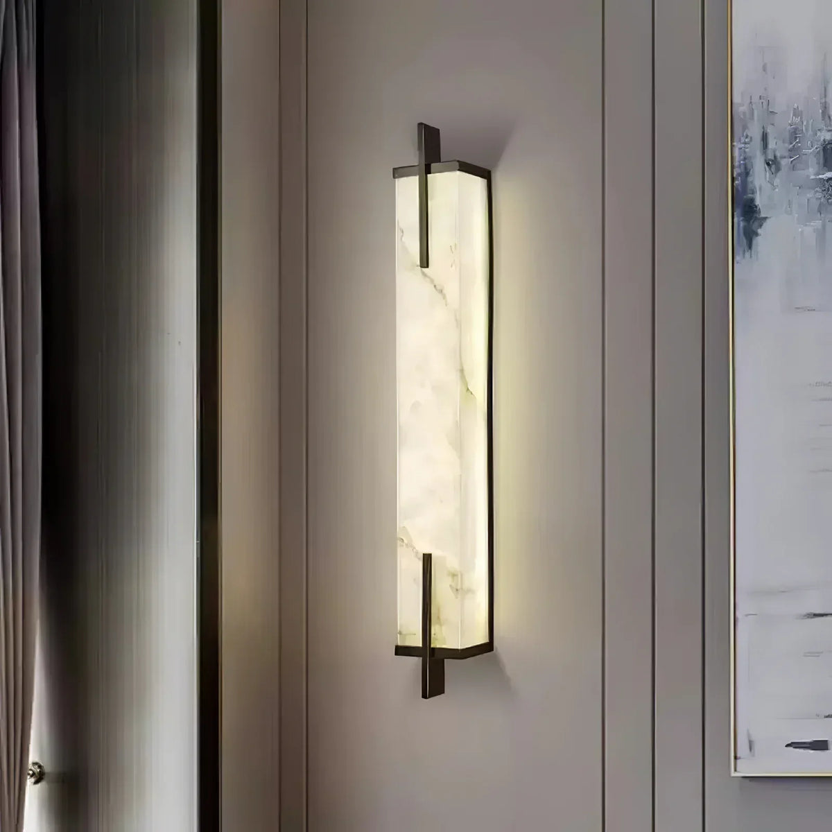 Minimal Frame Rectangular Alabaster Wall Light