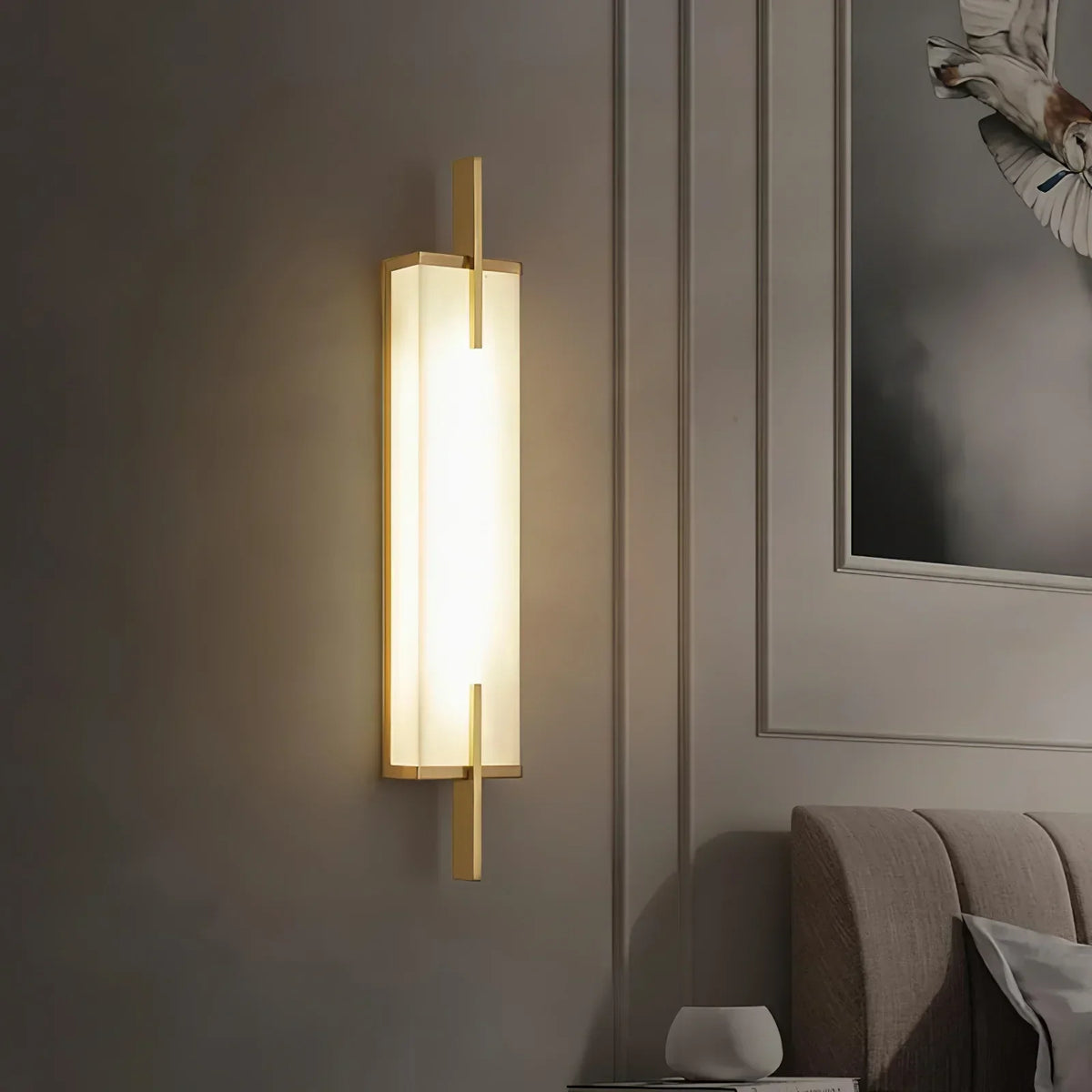 Minimal Frame Rectangular Alabaster Wall Light