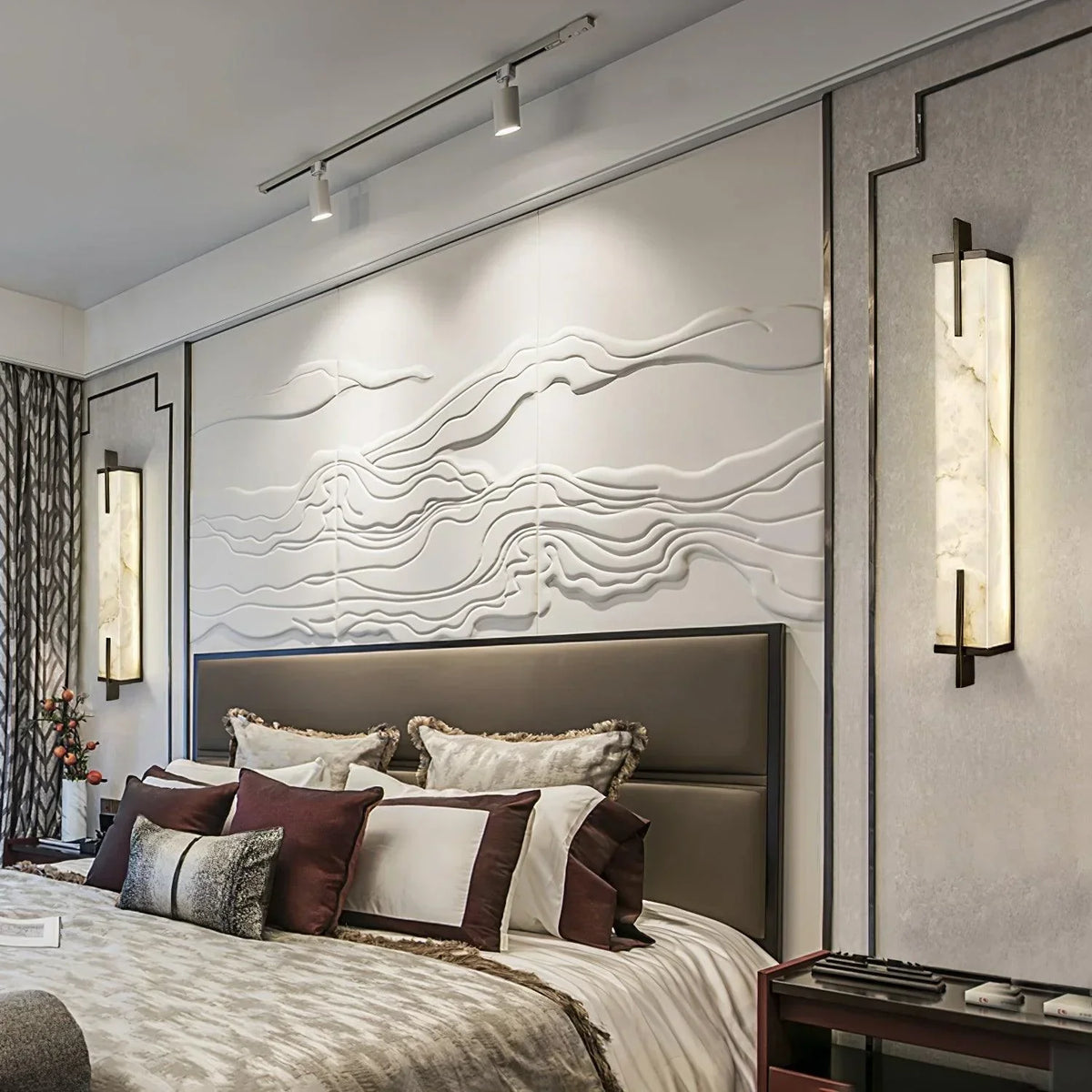Minimal Frame Rectangular Alabaster Wall Light