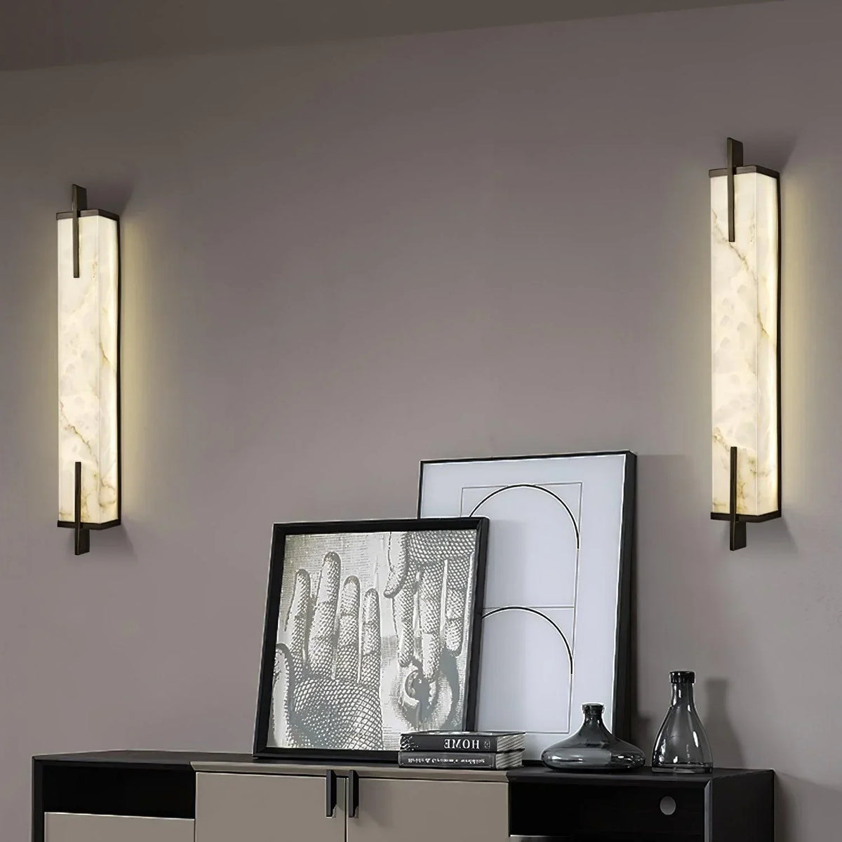 Minimal Frame Rectangular Alabaster Wall Light