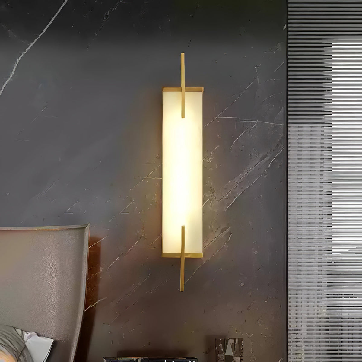 Minimal Frame Rectangular Alabaster Wall Light