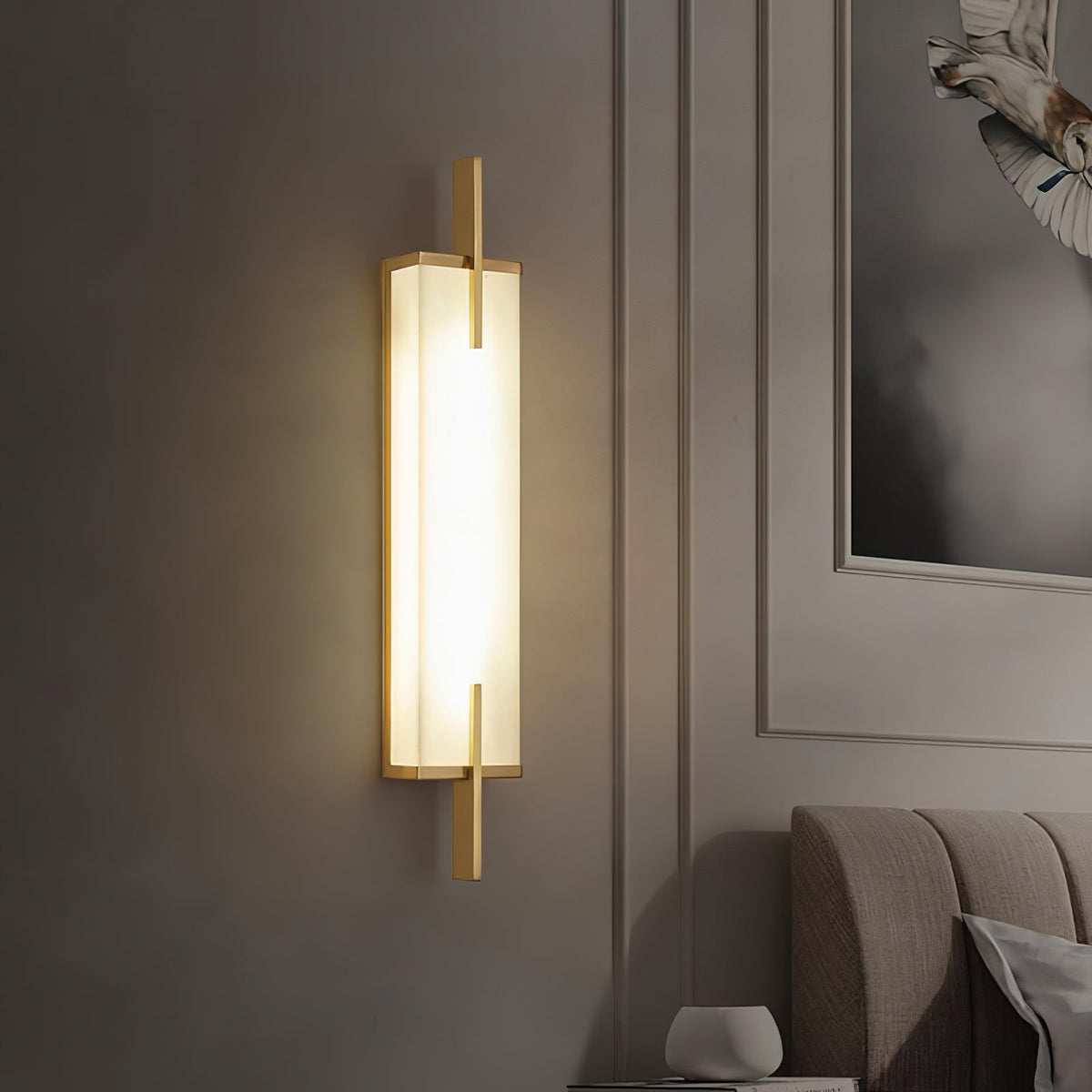 Minimal Frame Rectangular Alabaster Wall Light