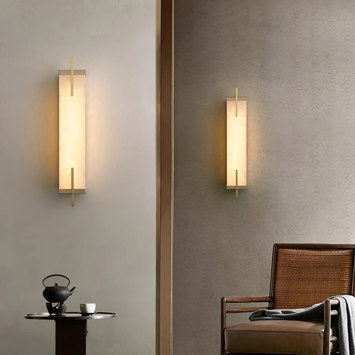 Minimal Frame Rectangular Alabaster Wall Light