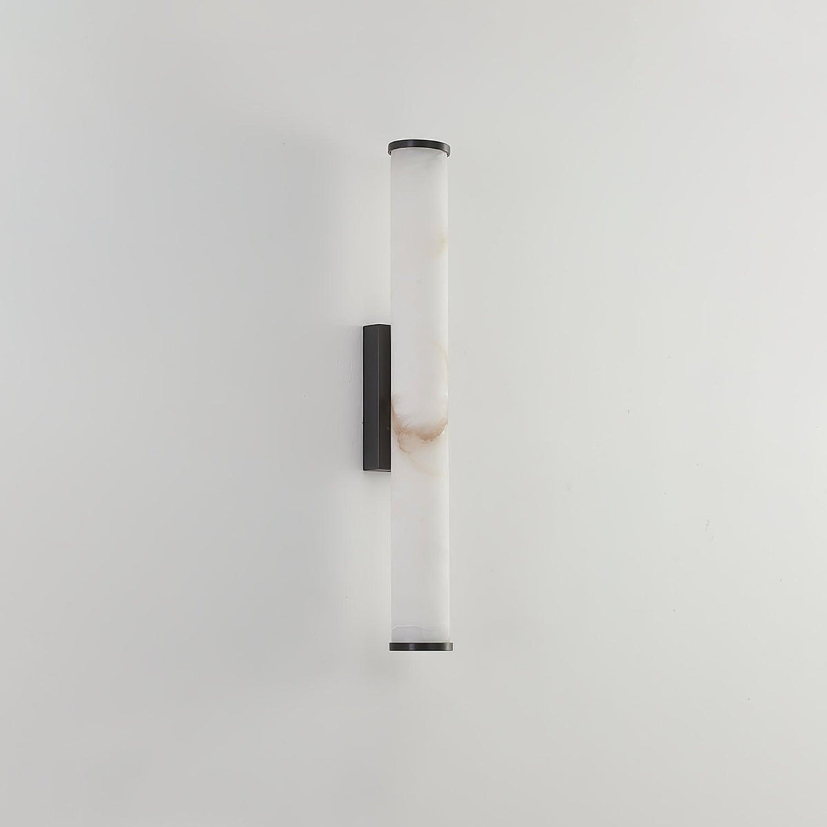 Brass Frame Vertical Cylindrical Alabaster Wall Lamp