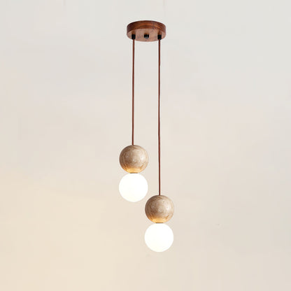 Warm Glow Travertine Ceiling Pendant Light