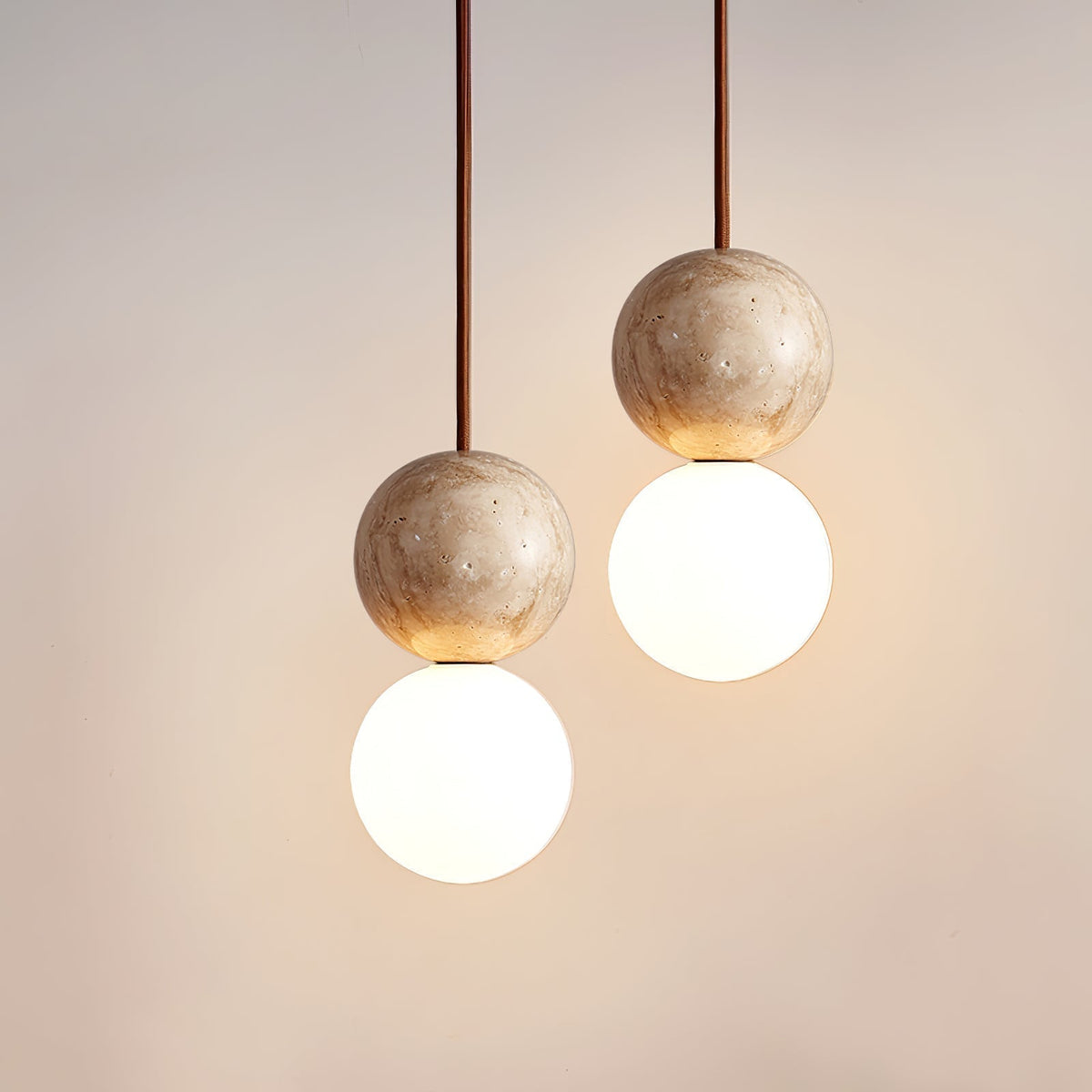 Warm Glow Travertine Ceiling Pendant Light